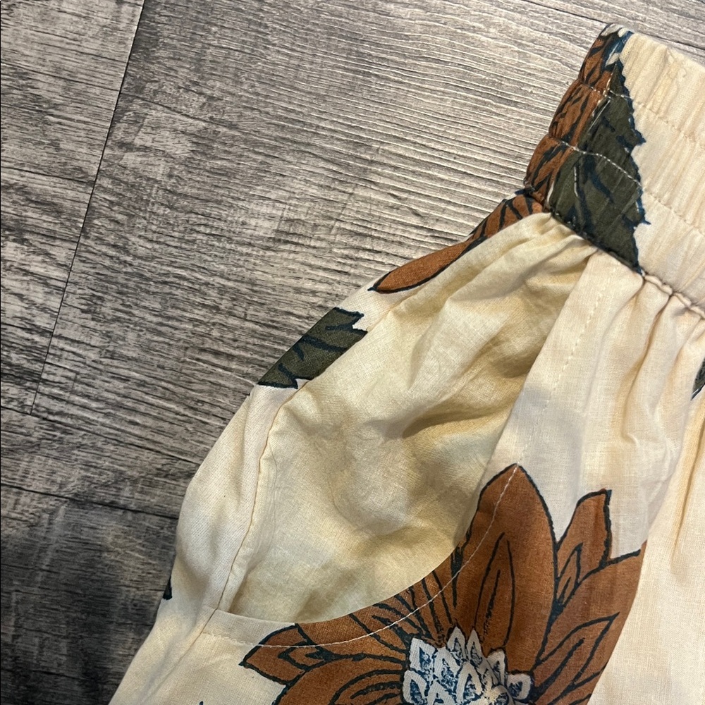 Sue Sartor Cream Floral Tiered Maxi Skirt with Green and Brown Motif - Picture 4 of 6